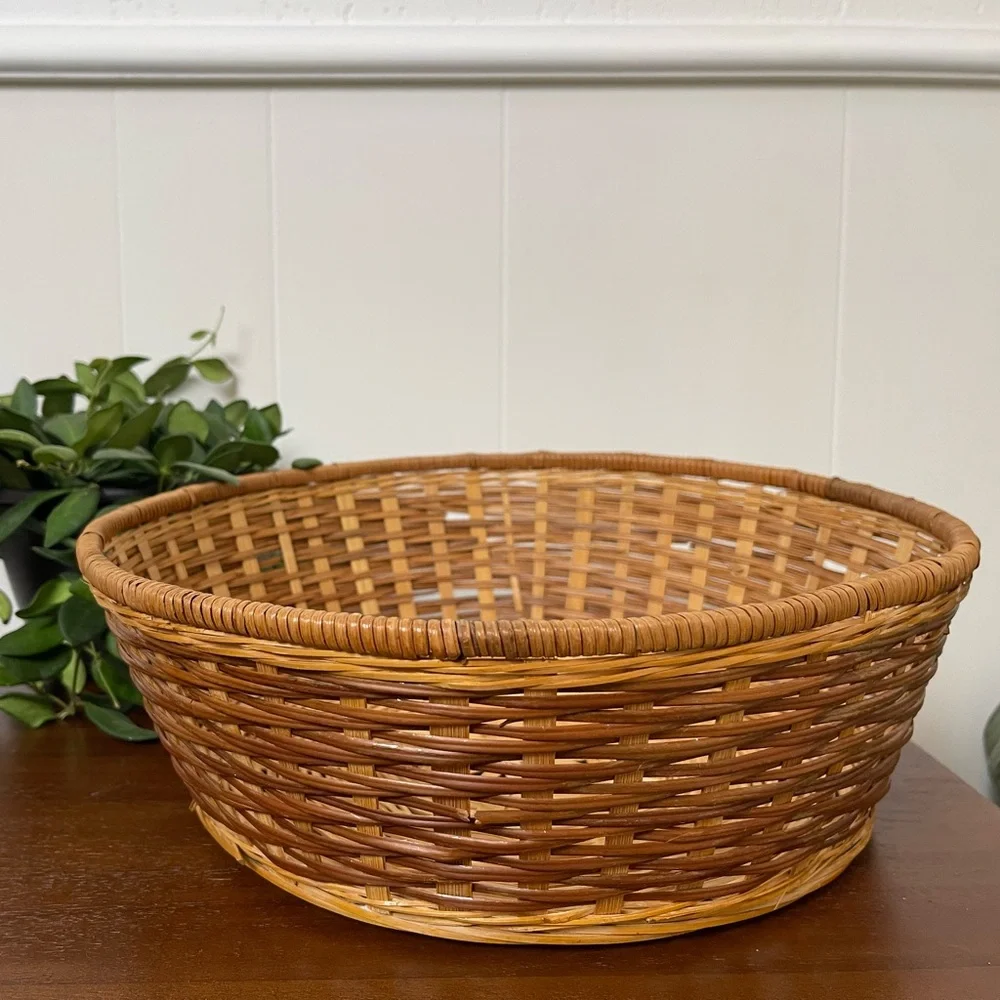 Woven Basket brown‎ bohemian granny plant storage fruit basket